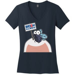 Mike Pence Fly on Head Vote Biden Harris Debate Women's V-Neck T-Shirt