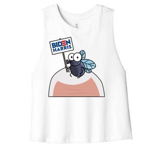 Mike Pence Fly on Head Vote Biden Harris Debate Women's Racerback Cropped Tank