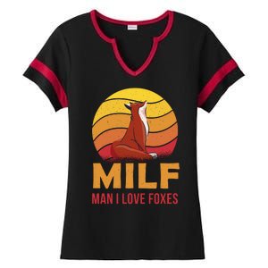 Man I Love Foxes MILF Funny Ladies Halftime Notch Neck Tee