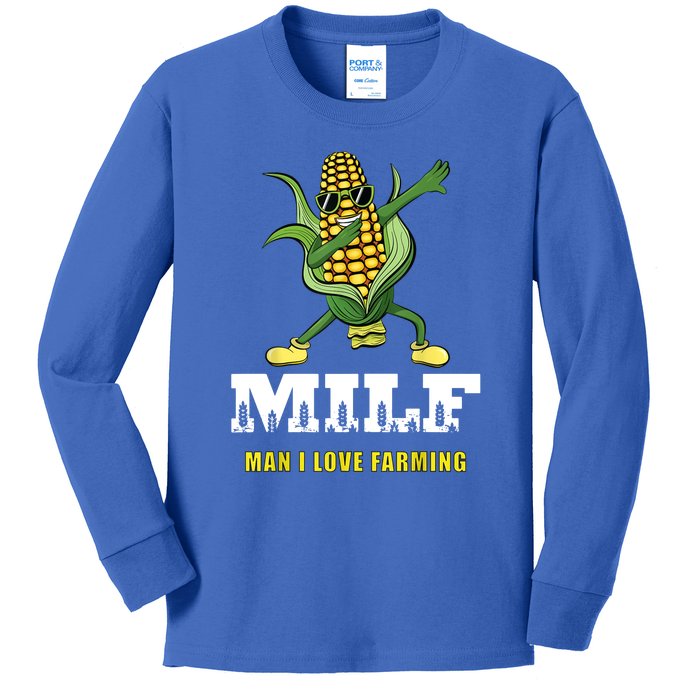 Man I Love Farming Dabbing Milf Corn Kids Long Sleeve Shirt