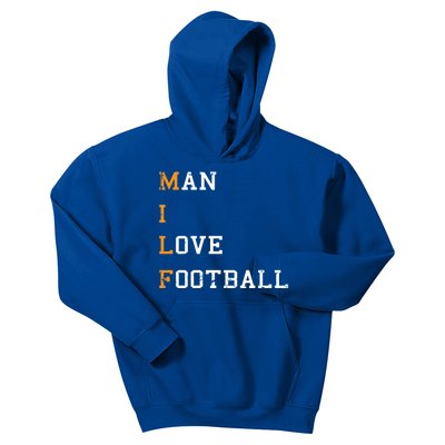 Milf I Love Football Hilarious Adult Acronym Joke Gift Great Gift Kids Hoodie