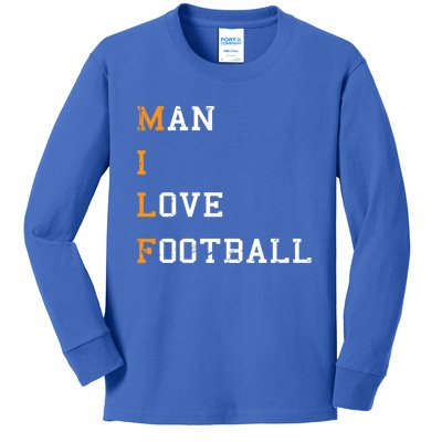 Milf I Love Football Hilarious Adult Acronym Joke Gift Great Gift Kids Long Sleeve Shirt