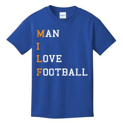 Milf I Love Football Hilarious Adult Acronym Joke Gift Great Gift Kids T-Shirt