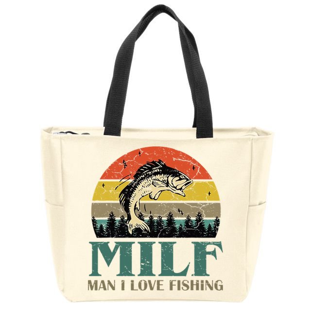 Man I Love Fishing Funny Zip Tote Bag