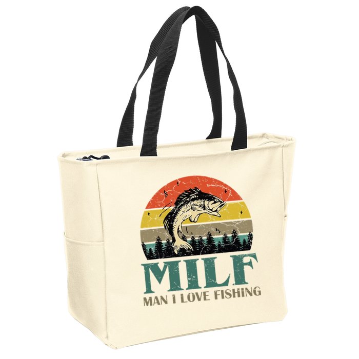 Man I Love Fishing Funny Zip Tote Bag