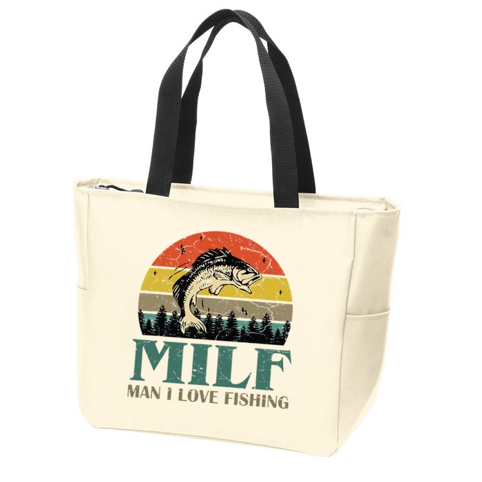 Man I Love Fishing Funny Zip Tote Bag