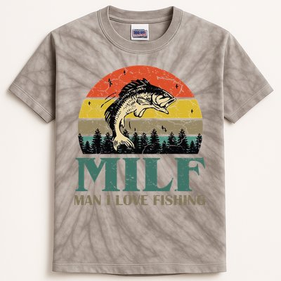 Man I Love Fishing Funny Kids Tie-Dye T-Shirt