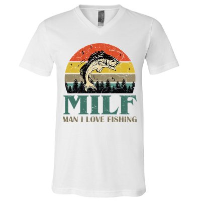 Man I Love Fishing Funny V-Neck T-Shirt