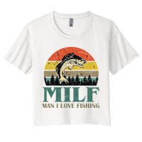 Man I Love Fishing Funny Women's Crop Top Tee