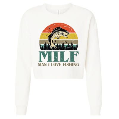 Man I Love Fishing Funny Cropped Pullover Crew