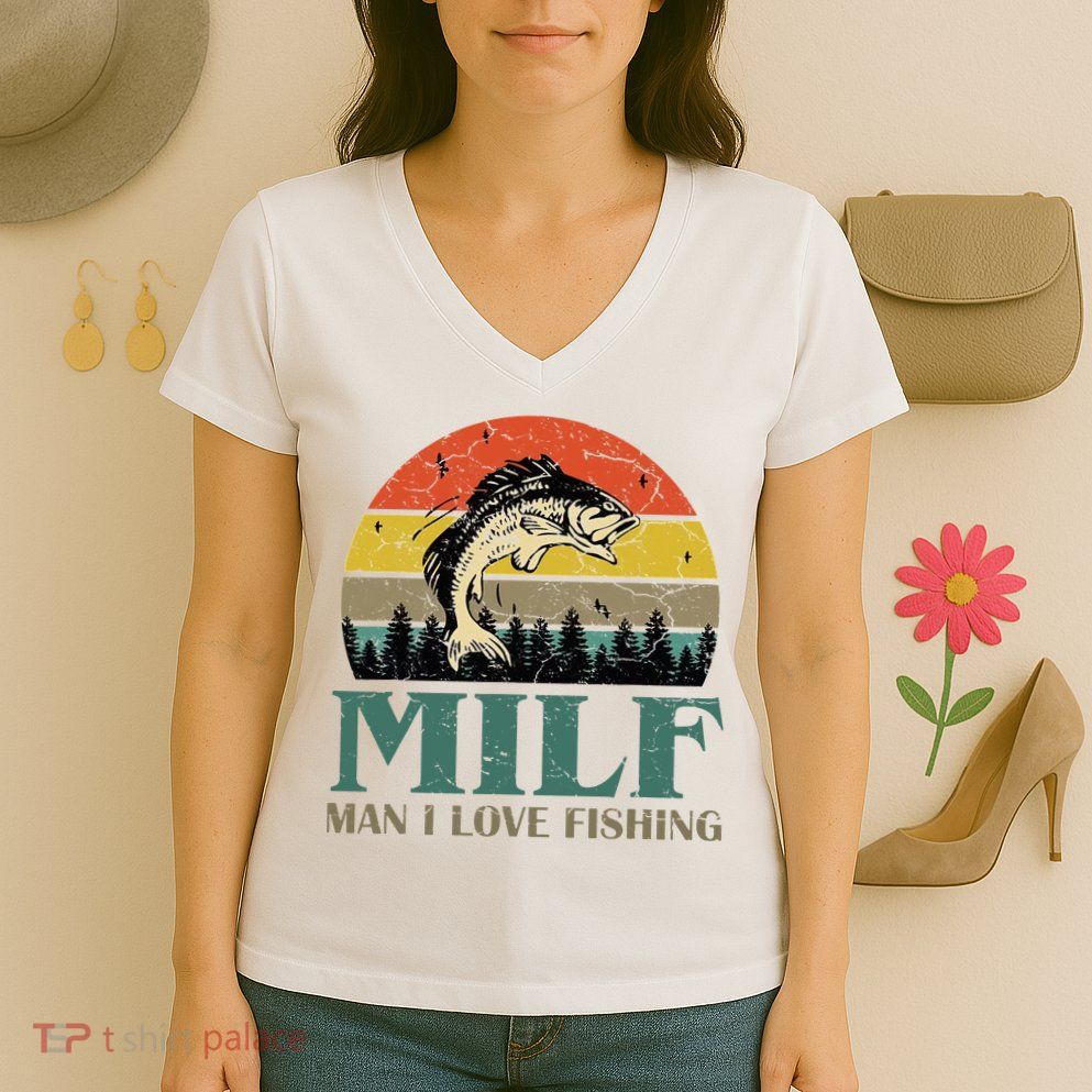 Man I Love Fishing Funny Women's V-Neck T-Shirt