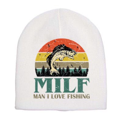 Man I Love Fishing Funny Short Acrylic Beanie