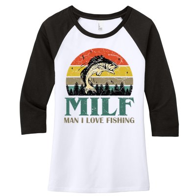 Man I Love Fishing Funny Women's Tri-Blend 3/4-Sleeve Raglan Shirt