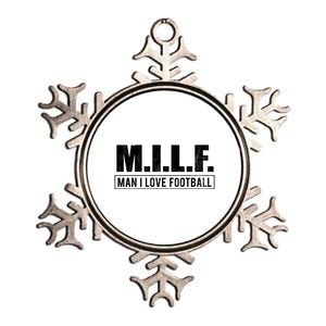 Milf I Love Football Humorous Adult Acronym Gift Metallic Star Ornament