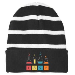 Man I Love Science Chemistry Set Striped Beanie with Solid Band