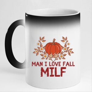 Man I Love Fall Funny Halloween 11oz Black Color Changing Mug