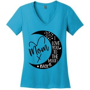 Mom I Love You To The Moon And Back I Love My Mom To The Moon Gift Women's V-Neck T-Shirt