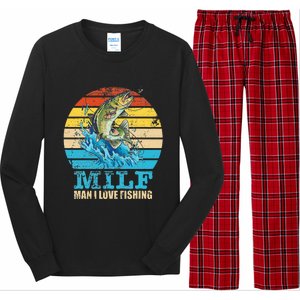 Milfman I Love Fishing Funny Saying Fishermen Long Sleeve Pajama Set