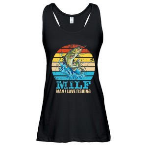 Milfman I Love Fishing Funny Saying Fishermen Ladies Essential Flowy Tank