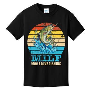 Milfman I Love Fishing Funny Saying Fishermen Kids T-Shirt