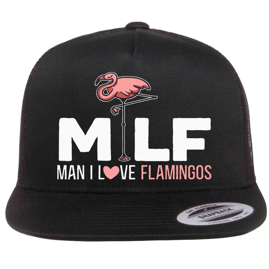 Man I Love Flamingos Bird Lover Summer Flat Bill Trucker Hat