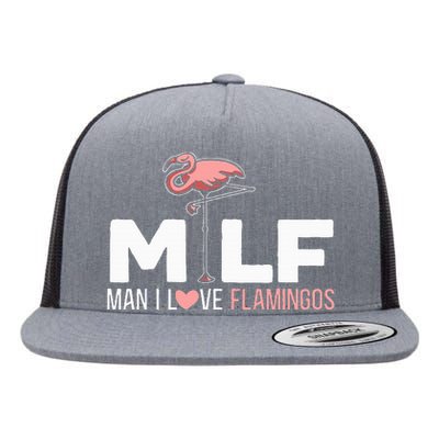 Man I Love Flamingos Bird Lover Summer Flat Bill Trucker Hat