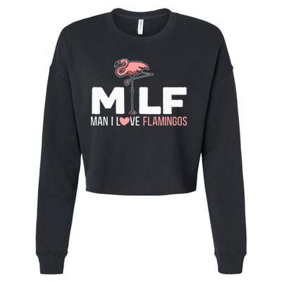Man I Love Flamingos Bird Lover Summer Cropped Pullover Crew