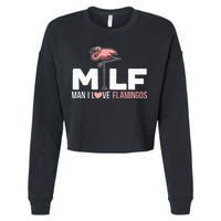 Man I Love Flamingos Bird Lover Summer Cropped Pullover Crew