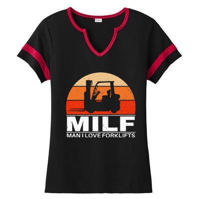 Man I Love Forklifts Vintage Ladies Halftime Notch Neck Tee