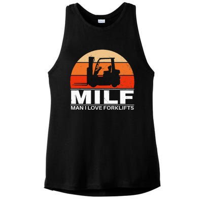 Man I Love Forklifts Vintage Ladies PosiCharge Tri-Blend Wicking Tank