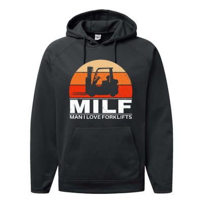 Man I Love Forklifts Vintage Performance Fleece Hoodie