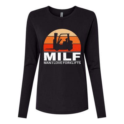 Man I Love Forklifts Vintage Womens Cotton Relaxed Long Sleeve T-Shirt