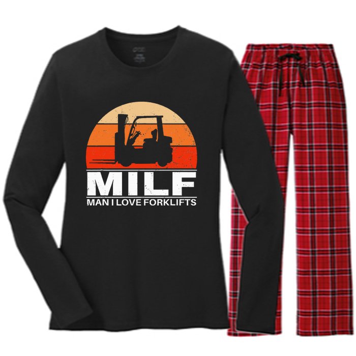 Man I Love Forklifts Vintage Women's Long Sleeve Flannel Pajama Set 