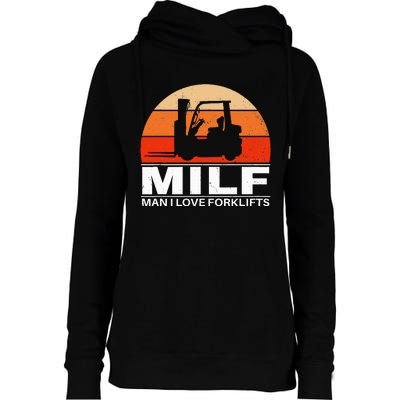 Man I Love Forklifts Vintage Womens Funnel Neck Pullover Hood