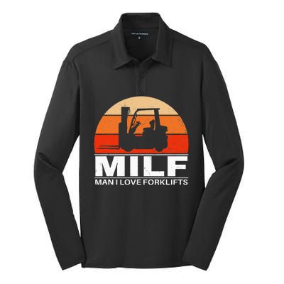 Man I Love Forklifts Vintage Silk Touch Performance Long Sleeve Polo