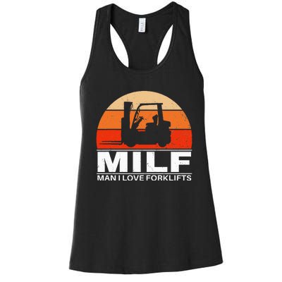 Man I Love Forklifts Vintage Women's Racerback Tank