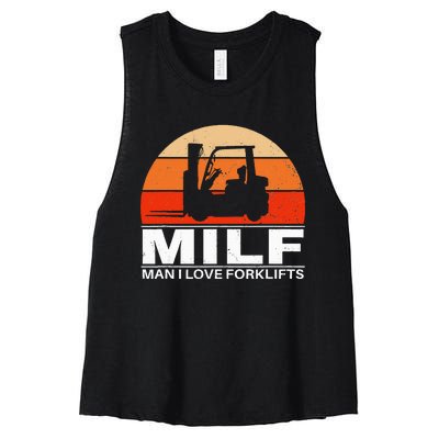 Man I Love Forklifts Vintage Women's Racerback Cropped Tank