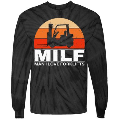 Man I Love Forklifts Vintage Tie-Dye Long Sleeve Shirt