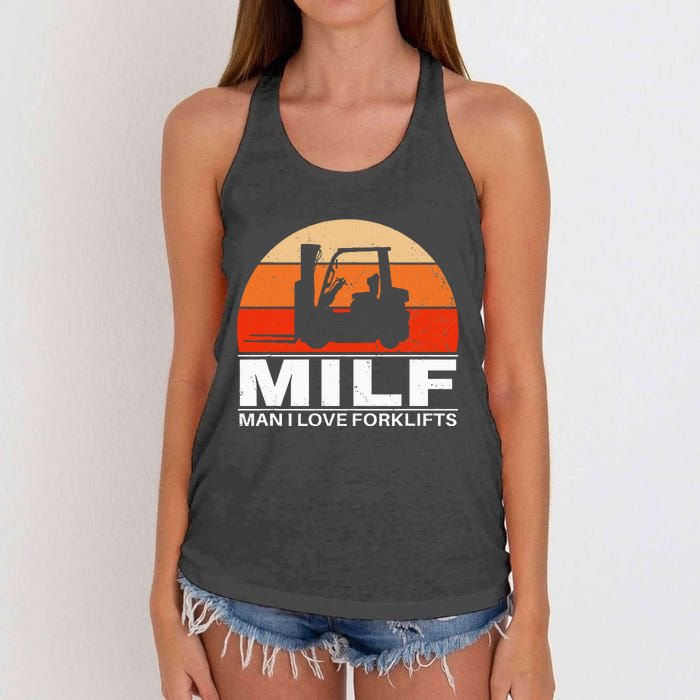 Man I Love Forklifts Vintage Women's Knotted Racerback Tank