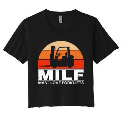 Man I Love Forklifts Vintage Women's Crop Top Tee