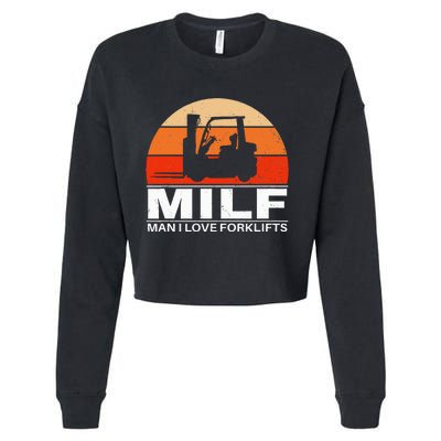 Man I Love Forklifts Vintage Cropped Pullover Crew