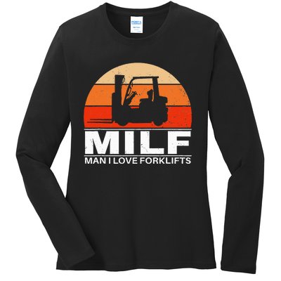 Man I Love Forklifts Vintage Ladies Long Sleeve Shirt