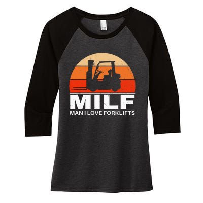 Man I Love Forklifts Vintage Women's Tri-Blend 3/4-Sleeve Raglan Shirt