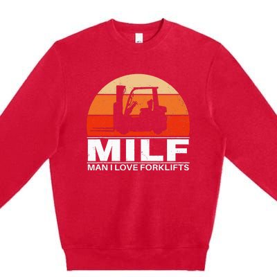 Man I Love Forklifts Vintage Premium Crewneck Sweatshirt