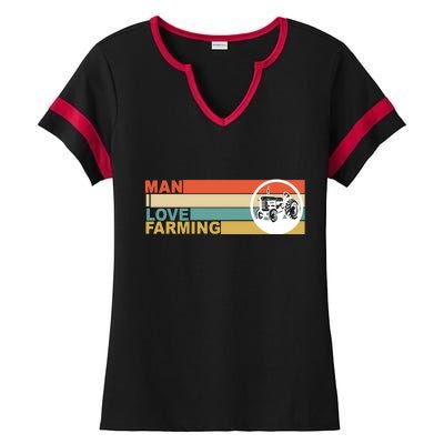 Man I Love Farming Ladies Halftime Notch Neck Tee