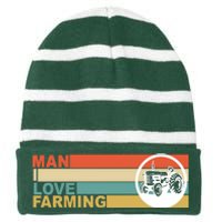 Man I Love Farming Striped Beanie with Solid Band