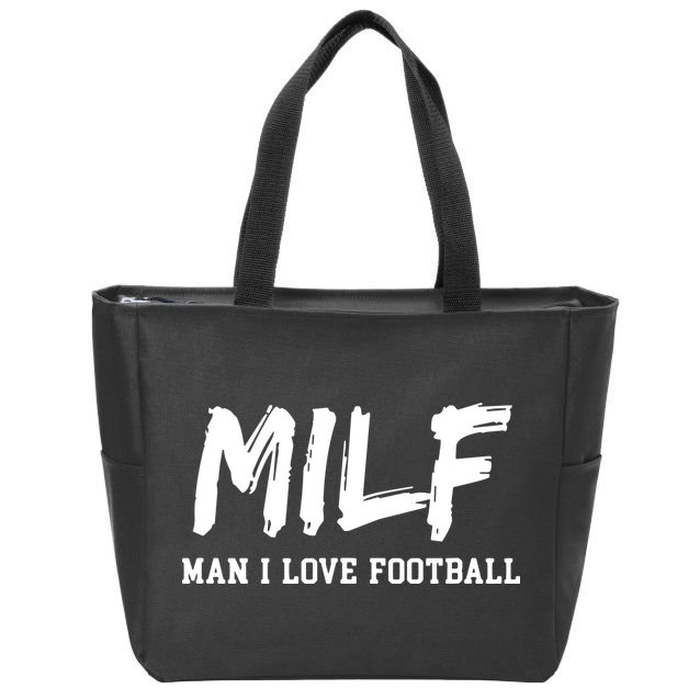 Man I Love Football MILF Funny Football Zip Tote Bag