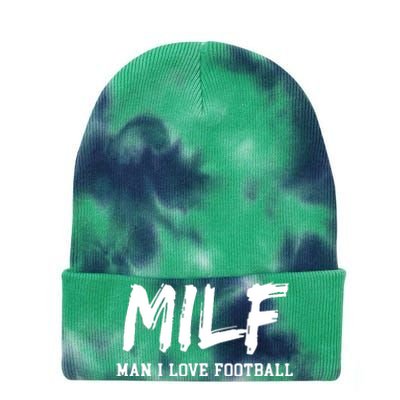 Man I Love Football MILF Funny Football Tie Dye 12in Knit Beanie