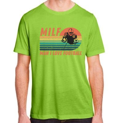 Milf I Love Football Retro Vintage Distressed Sunset Gift Adult ChromaSoft Performance T-Shirt