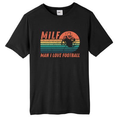 Milf I Love Football Retro Vintage Distressed Sunset Gift Tall Fusion ChromaSoft Performance T-Shirt